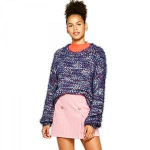 Wild Fable Oversized Fuzzy Eyelash Sweater Navy